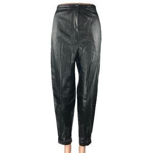 12 Storeez Black Faux Vegan Leather Straight Tapered High Rise Trousers Pants XS